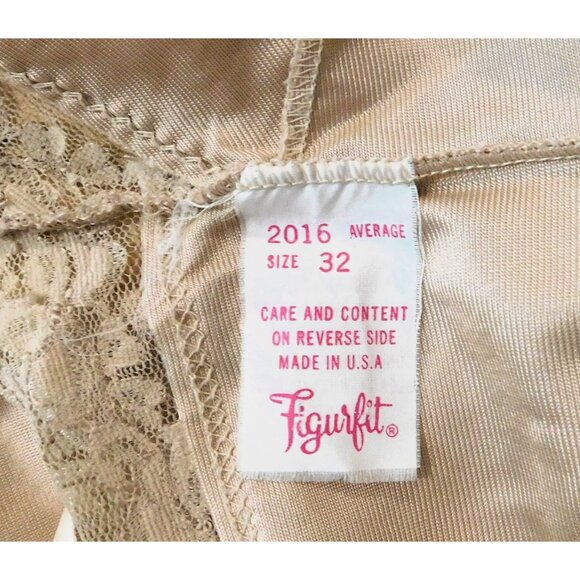 Vintage Figurfit Full Slip Womens 32 Beige Lace Anti Cling Adj Straps - Picture 9 of 9